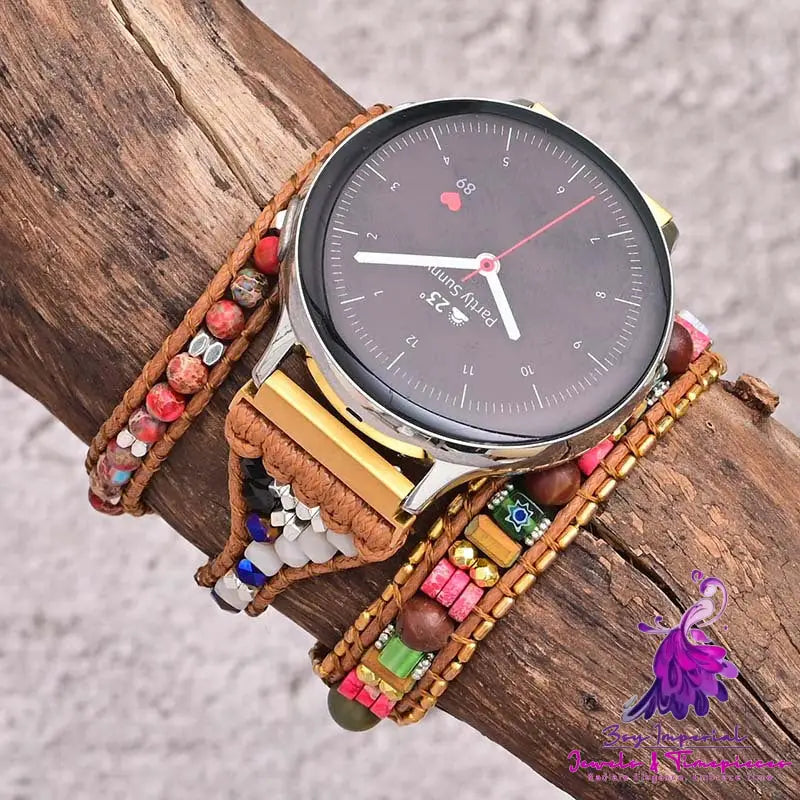 Shoushan Stone Bead Bracelet Watch