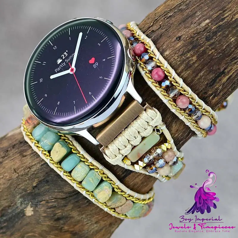 Shoushan Stone Bead Bracelet Watch