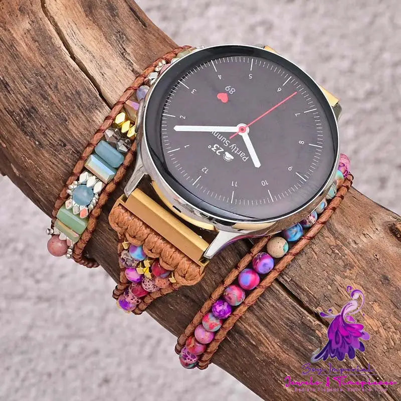 Shoushan Stone Bead Bracelet Watch