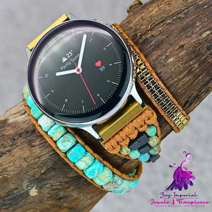 Shoushan Stone Bead Bracelet Watch