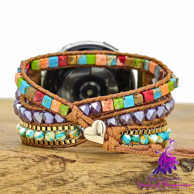 Shoushan Stone Bead Bracelet Watch