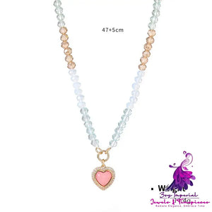 Colorful Beaded Acrylic Heart Necklace