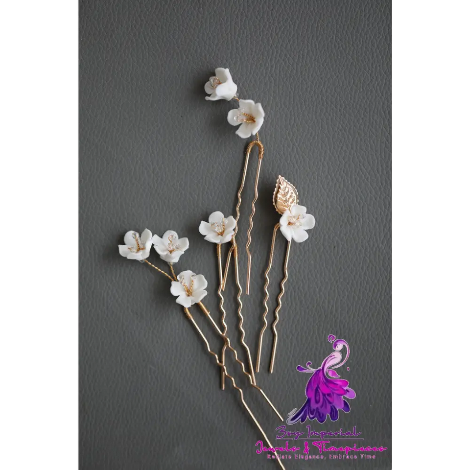 Beaded Ceramic Flower Hair Accessories