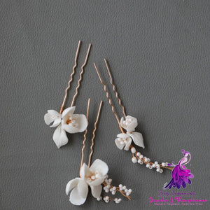 Ceramic Flower Beaded Hair Fork