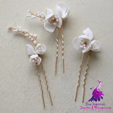 Ceramic Flower Beaded Hair Fork