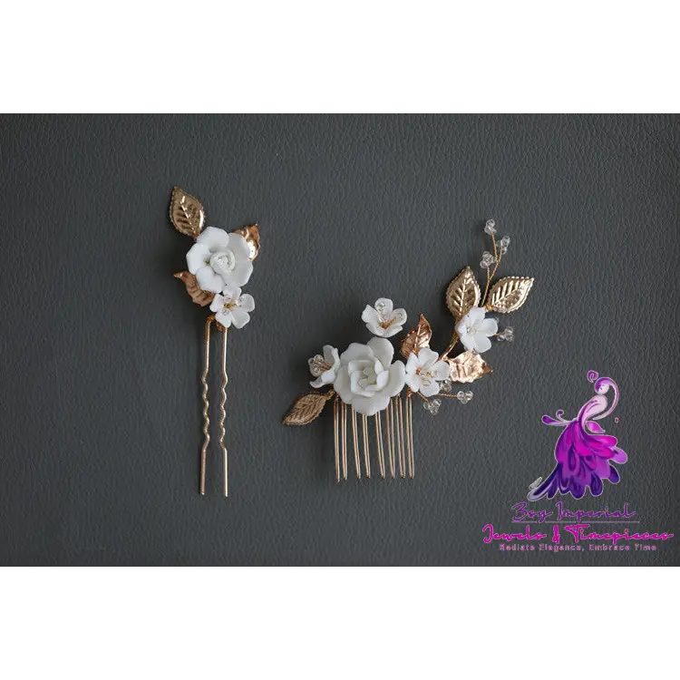 Beaded Ceramic Flower Hair Accessories