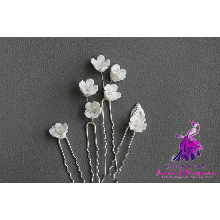 Beaded Ceramic Flower Hair Accessories