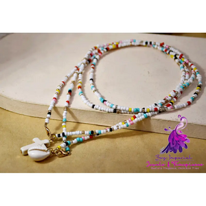 Beaded Double-layer Shell Color Bead Necklace