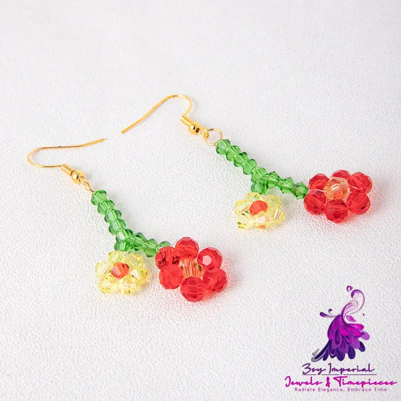 Colorful Rice Bead Flower Earrings