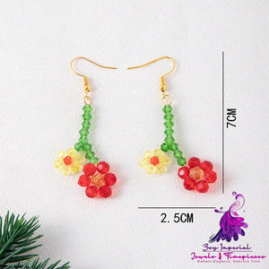 Colorful Rice Bead Flower Earrings