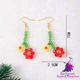 Colorful Rice Bead Flower Earrings