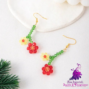 Colorful Rice Bead Flower Earrings