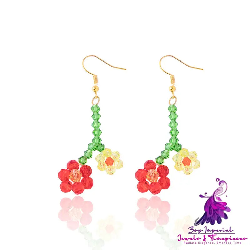 Colorful Rice Bead Flower Earrings