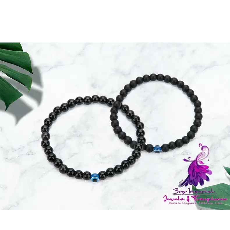 Devil’s Eye Natural Black Agate Handmade Beaded