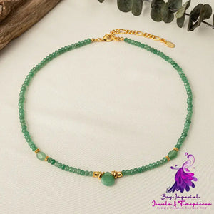 Natural Green Dongling Stone Beaded Necklace