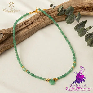 Natural Green Dongling Stone Beaded Necklace