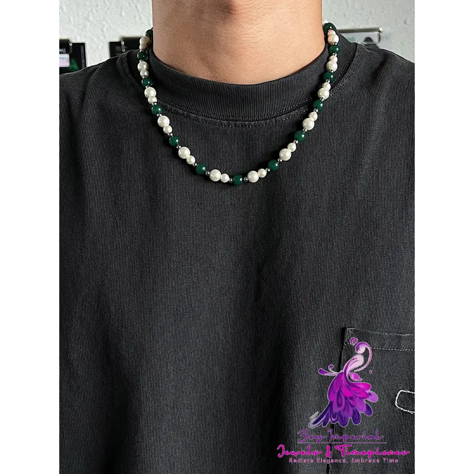 Spliced Green Beaded Necklace