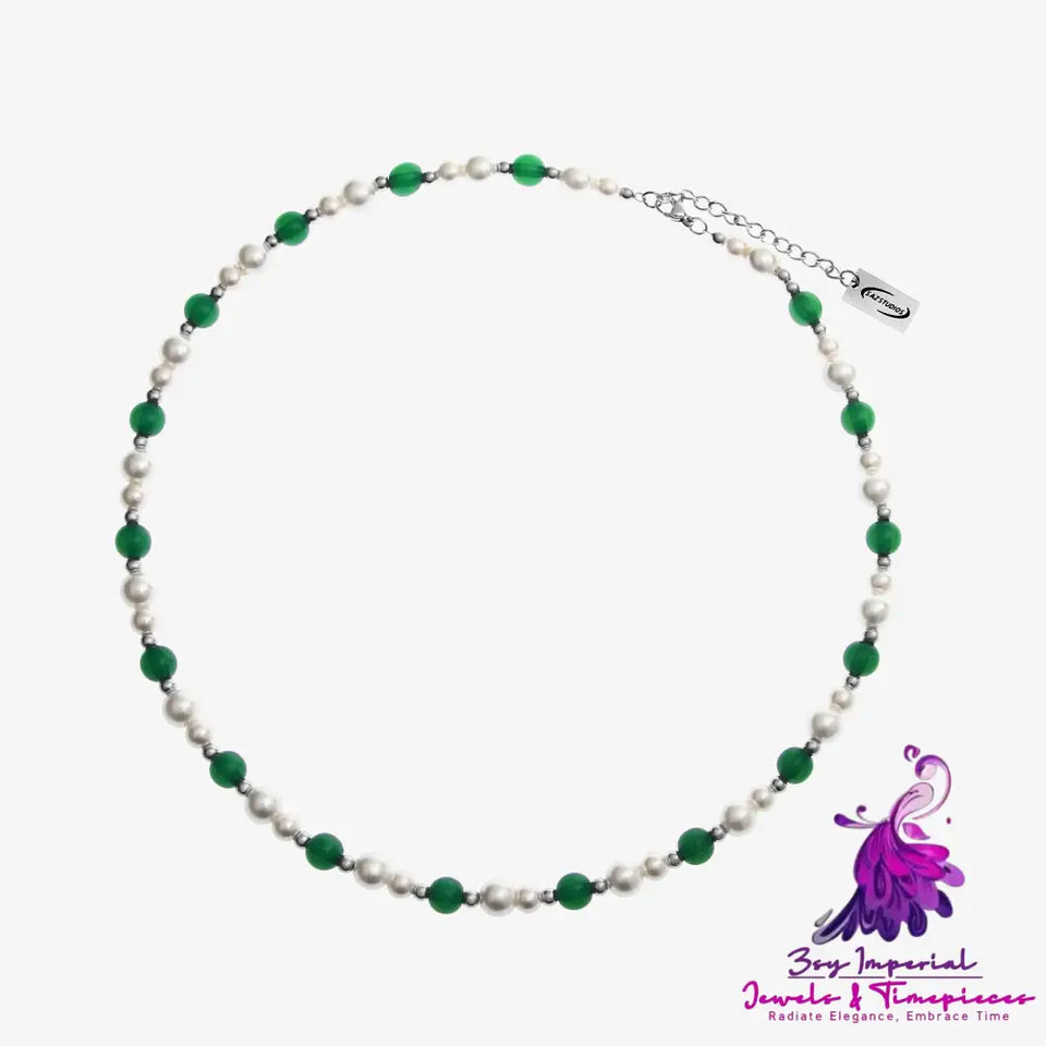 Spliced Green Beaded Necklace