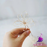 Handmade Beaded Hollow Flower Hair Fork