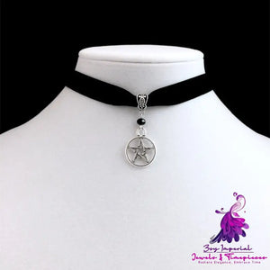 Black Velvet Pentagram Necklace