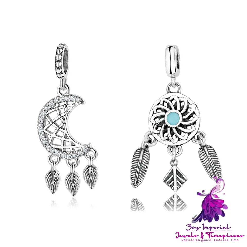 Heart Moon Dream Catcher Bracelet Beads Pendant