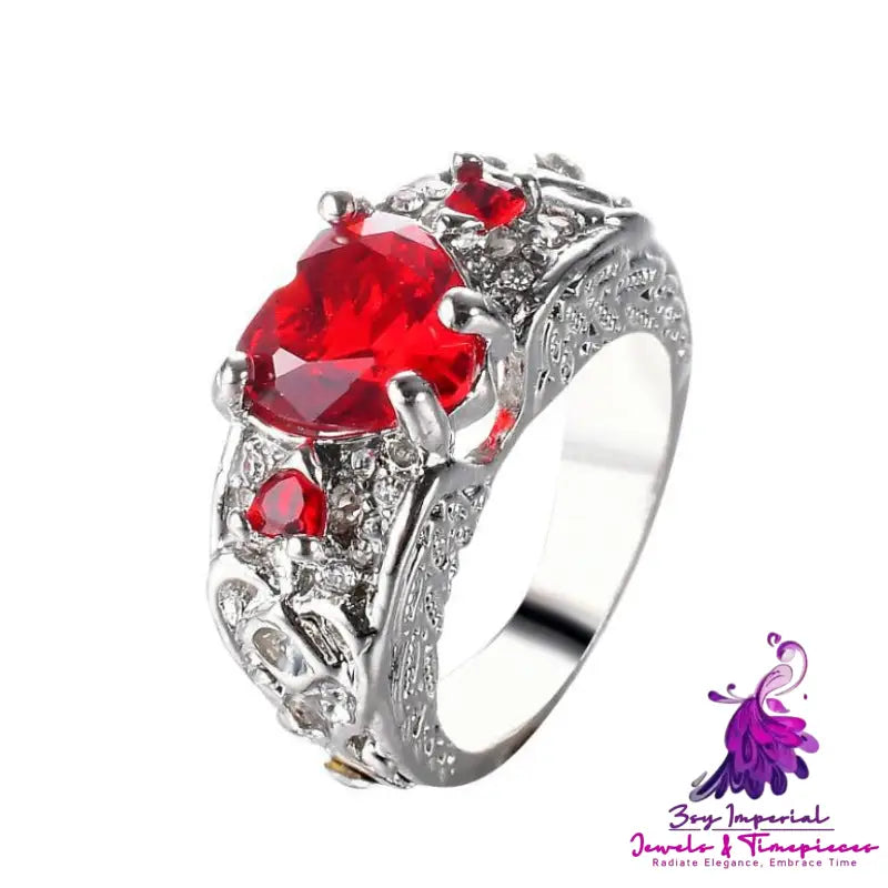 Beauty Princess Heart-shaped Ruby Ring