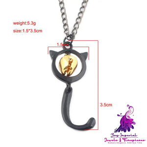 Cute Girly Black Cat Noir Bell Necklace