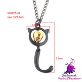 Cute Girly Black Cat Noir Bell Necklace