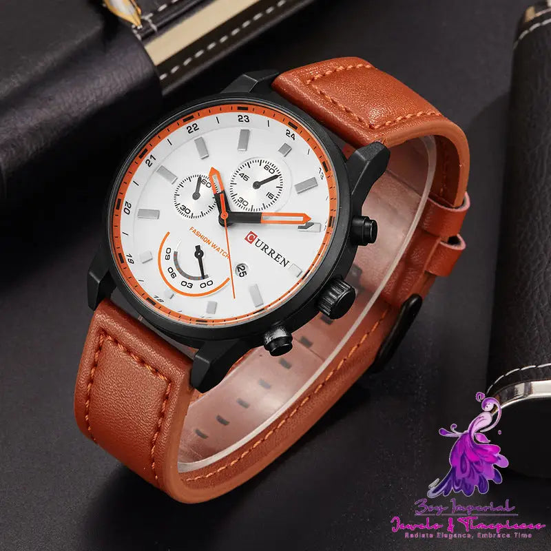 Casual Belt Calendar Men’s Quartz Watch