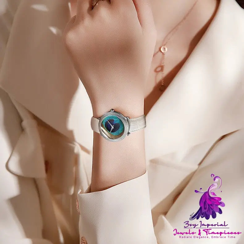 Waterproof Belt Watch with Feather Dial for Women