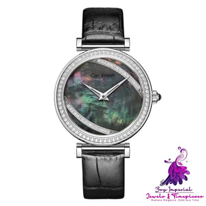 Waterproof Belt Watch with Feather Dial for Women