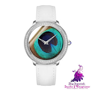 Waterproof Belt Watch with Feather Dial for Women