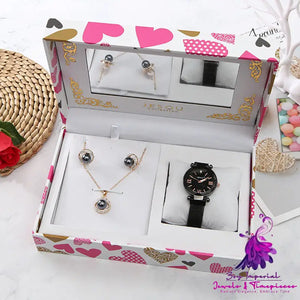 Three-piece Quartz Watch Necklace Earrings Gift Set