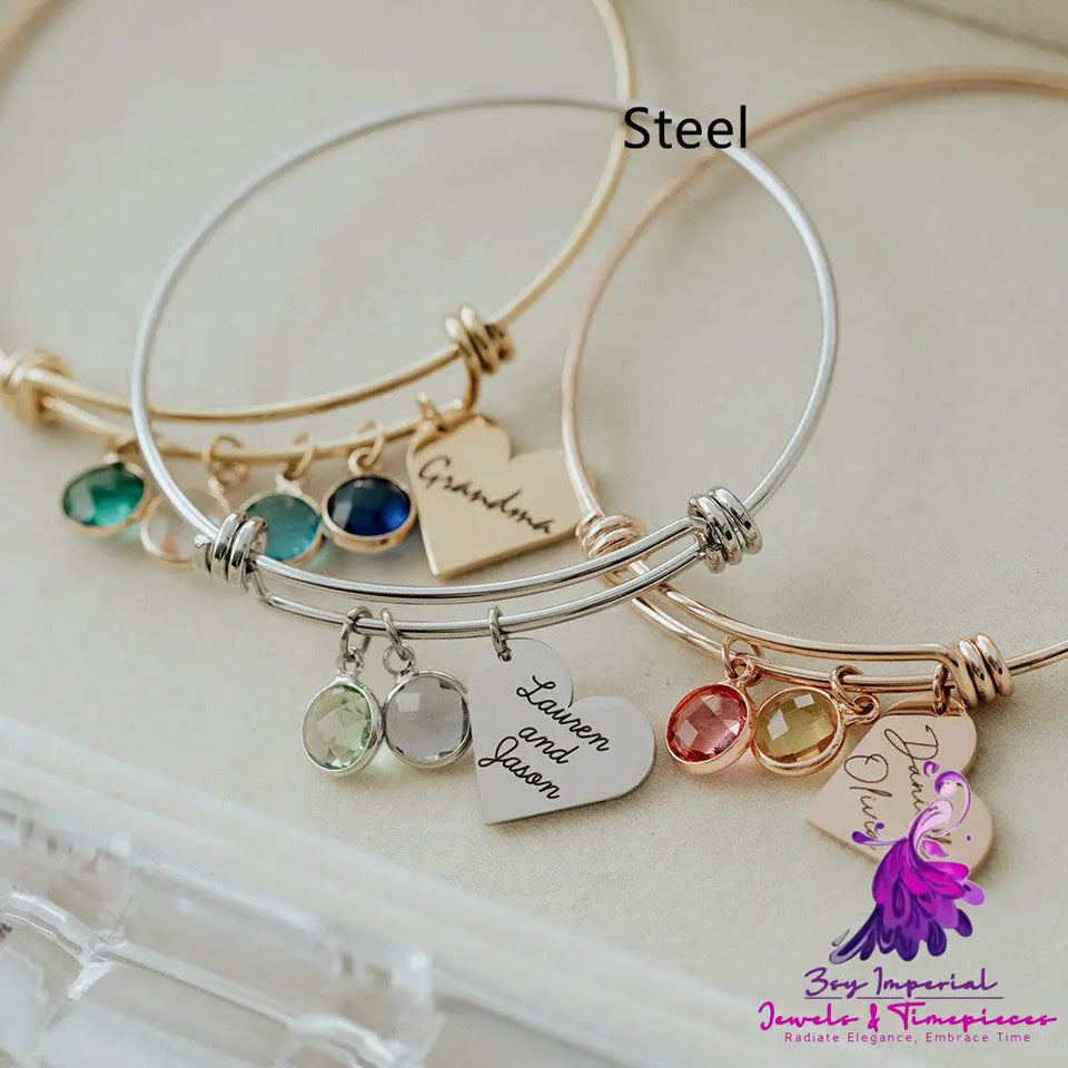 Birthstone Love Retractable Bracelet Can Be Engraved