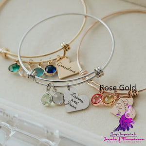 Birthstone Love Retractable Bracelet Can Be Engraved