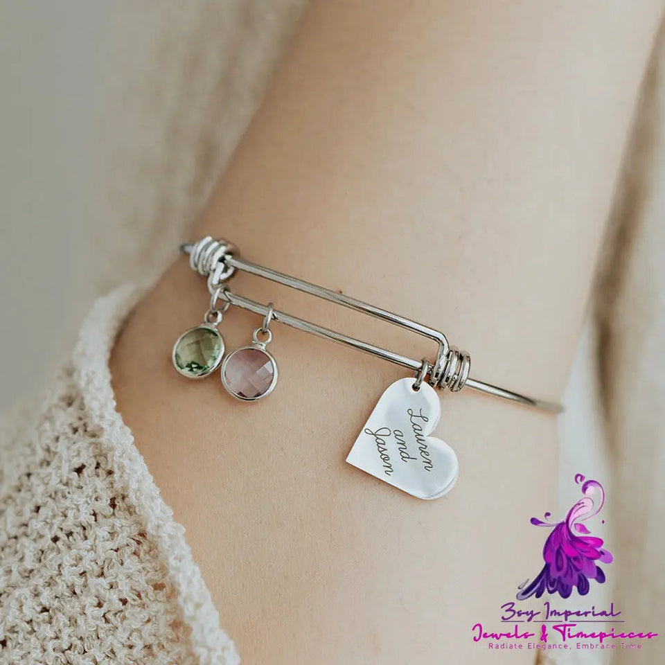 Birthstone Love Retractable Bracelet Can Be Engraved