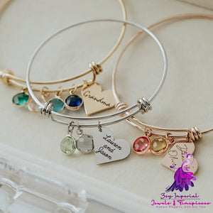 Birthstone Love Retractable Bracelet Can Be Engraved