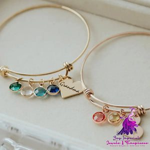 Birthstone Love Retractable Bracelet Can Be Engraved