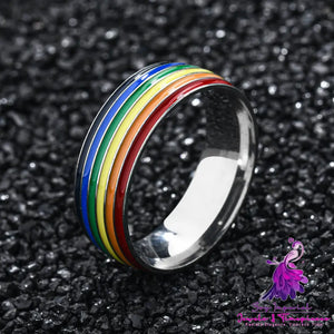 Bisexual Rainbow Stainless Hoop Ring