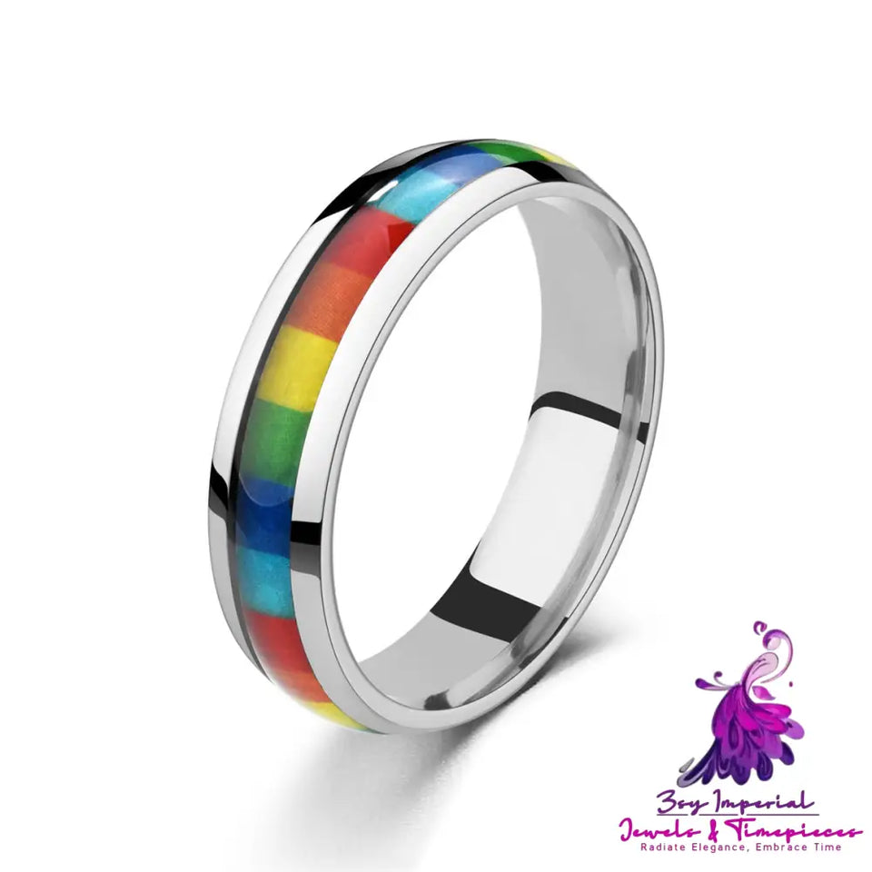 Bisexual Rainbow Stainless Hoop Ring