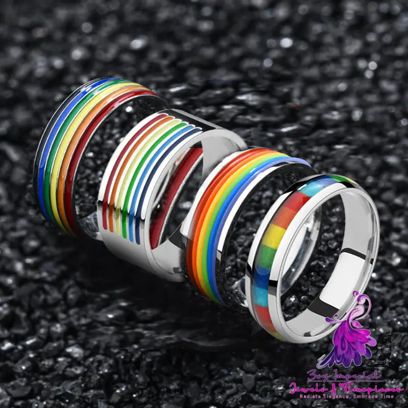 Bisexual Rainbow Stainless Hoop Ring