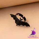 Halloween Black Alloy Vampire Bat Ring