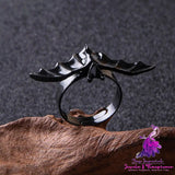 Halloween Black Alloy Vampire Bat Ring