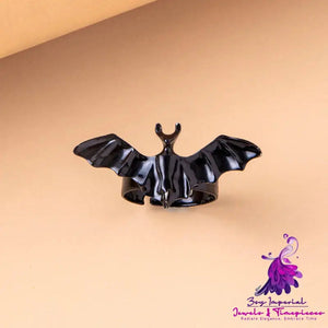 Halloween Black Alloy Vampire Bat Ring