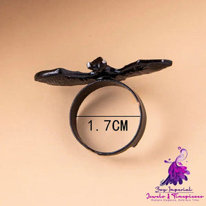 Halloween Black Alloy Vampire Bat Ring