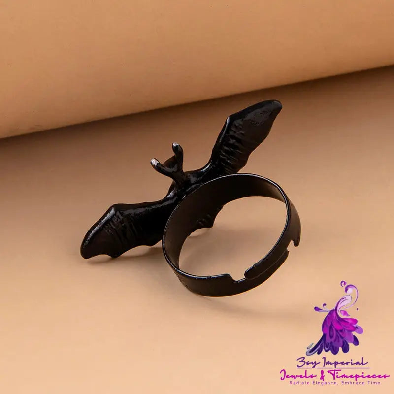 Halloween Black Alloy Vampire Bat Ring