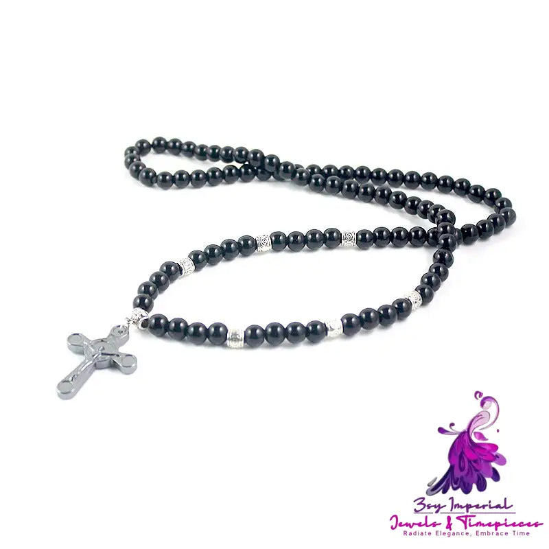 Black Cross Religious Necklace for Men