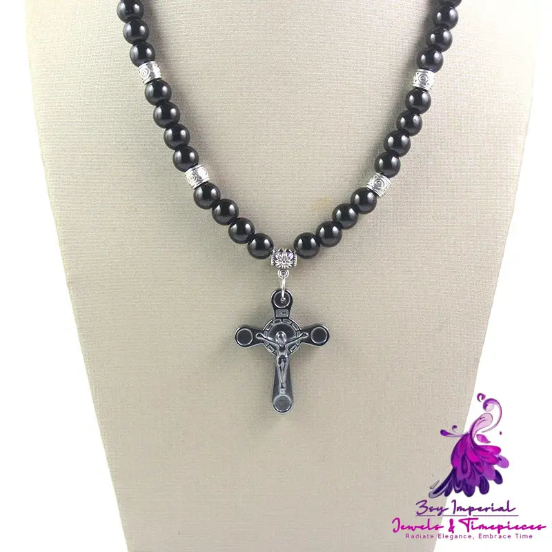 Black Cross Religious Necklace for Men