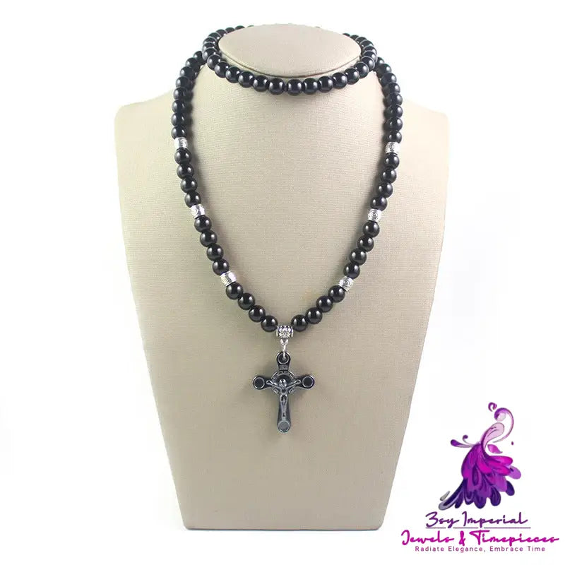 Black Cross Religious Necklace for Men