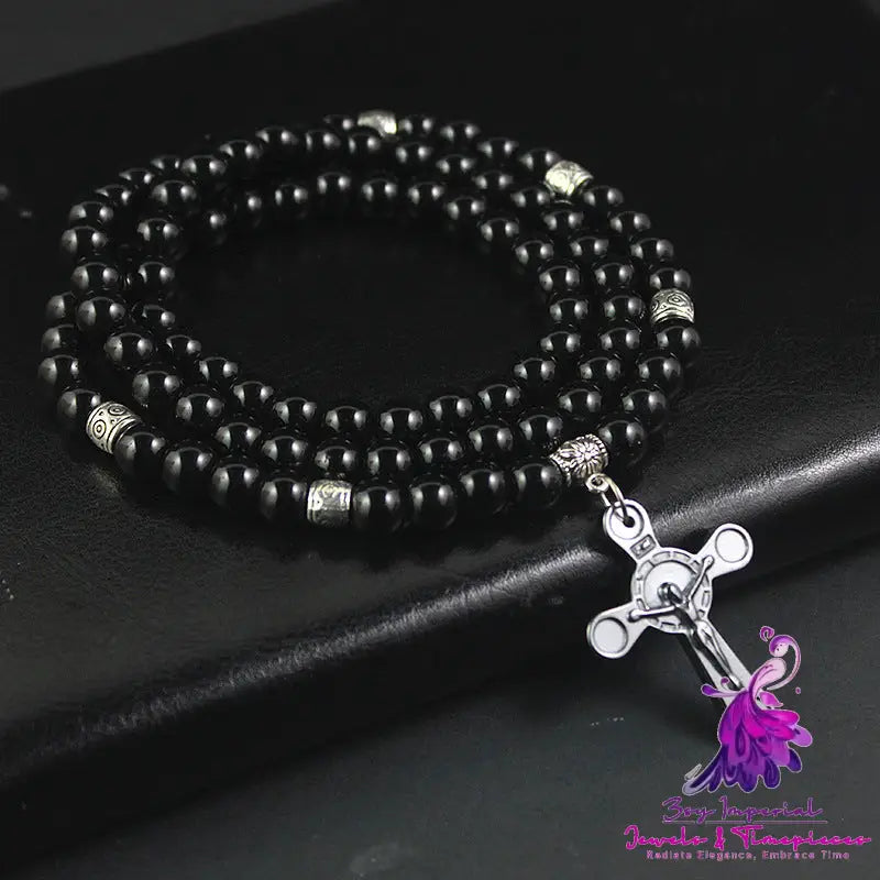 Black Cross Religious Necklace for Men